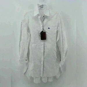 NWT Etro Shirt Classic Woven Cotton White Tunic Dress Size 42 US 6